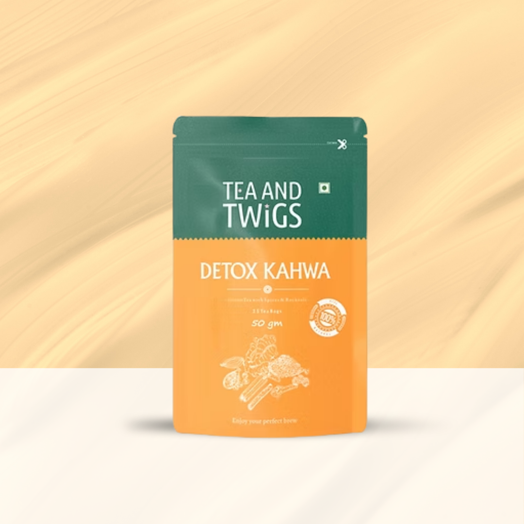 Tea and Twigs Detox Desi Kahwa Green Tea – 25 Pyramid Teabags